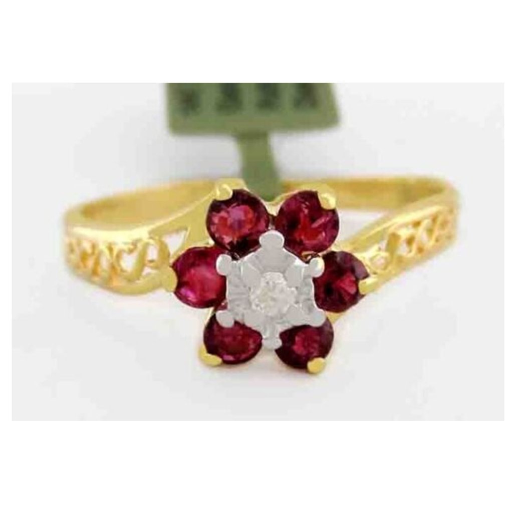 Genuine Rubies  Diamond Ring 14k Gold
